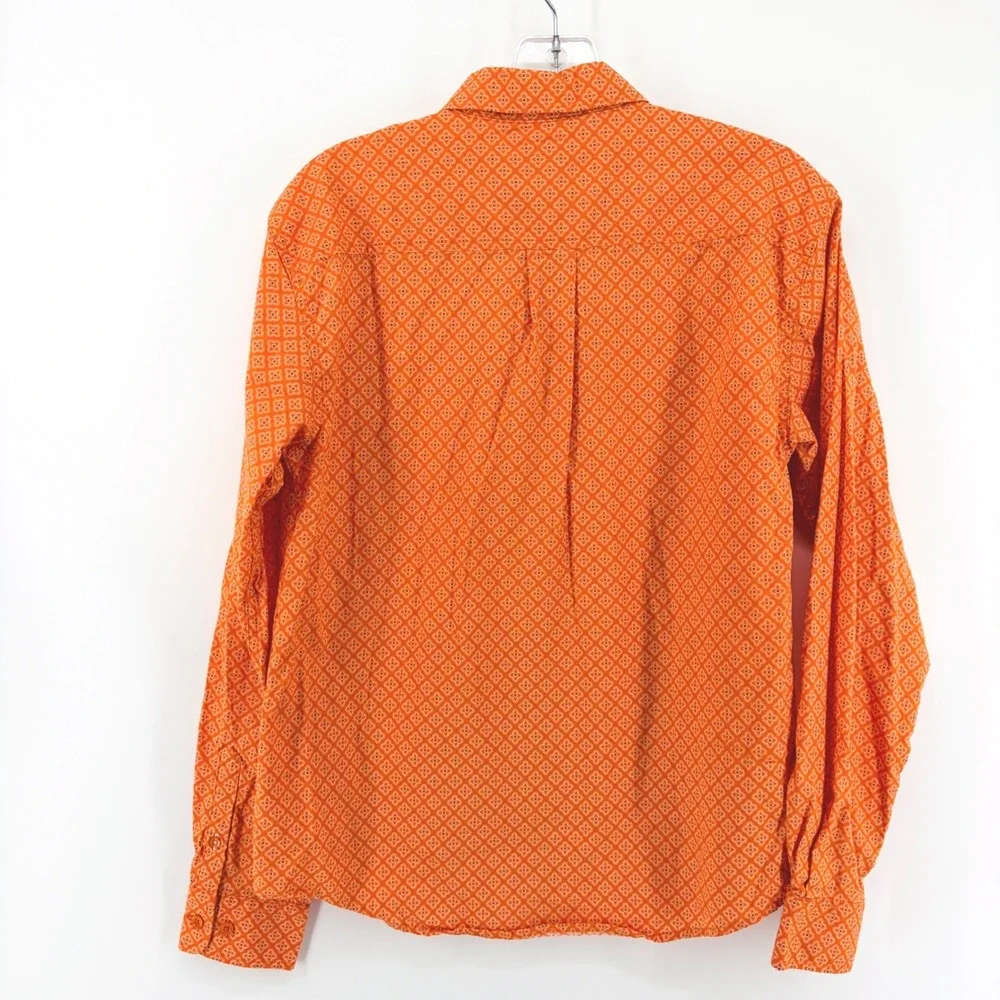 Cinch Shirt Boys XL 14 Orange Geometric Western Button Down Long Sleeve Cowboy